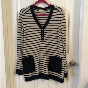 Tory Burch black & tan tunic sweater; pre-loved